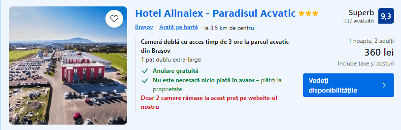hotel alinalex | cazare paradisul acvatic brasov |