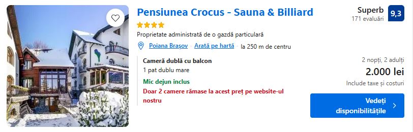 pensiunea crocus poiana brasov | cazare de revelion 2026 in poiana brasov | 2 nopti de revelion in poiana |
