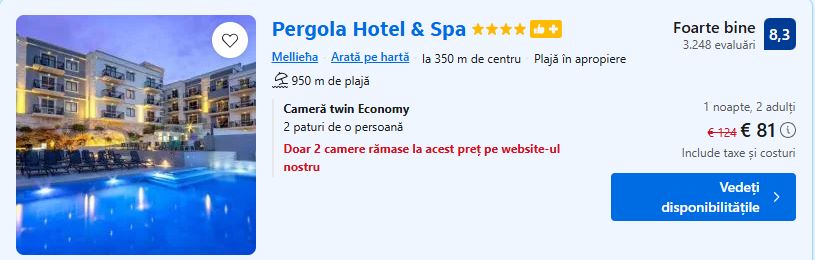 Pergola Hotel | hotel cu priveliste Malta | malta hoteluri de top |