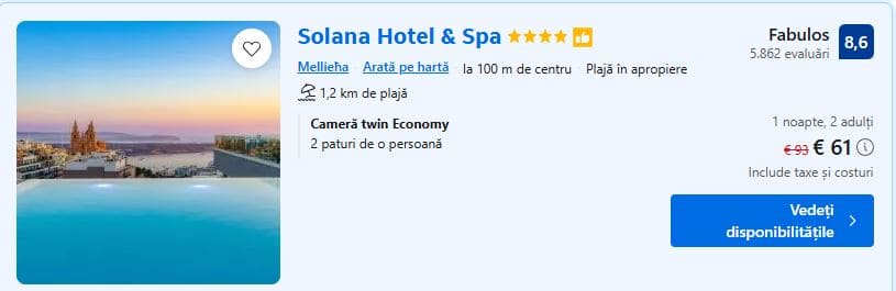 Solana Hotel and Spa | hotel in malta | hotel langa plaja malta |